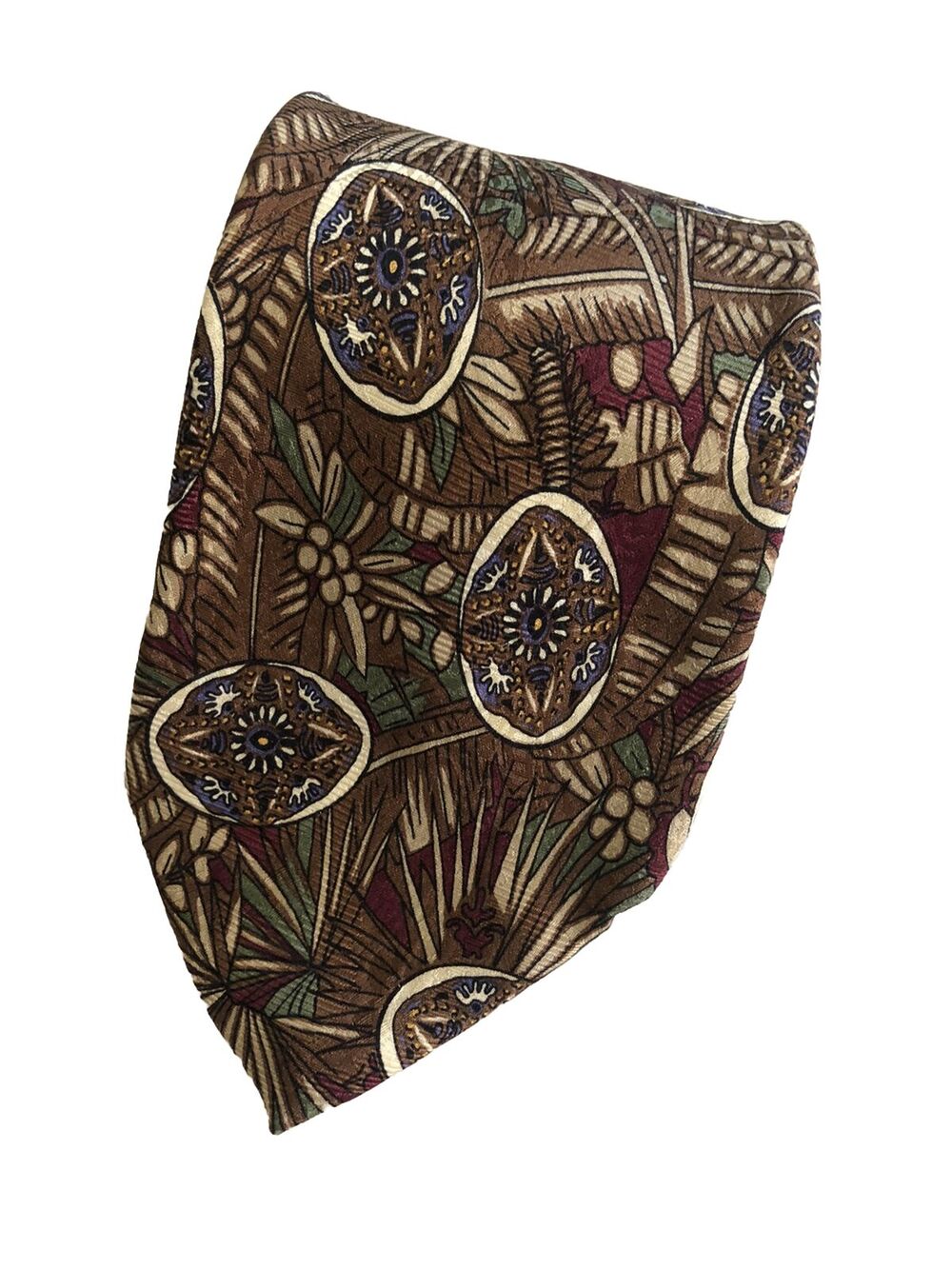 Robert Talbott Best of Class Men's Silk Tie Brown Tan Southwestern Tribal Tropic